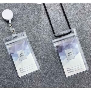 5 Vertical ID Badge Holders Only, Sealable Waterproof Vinyl, Fits Credit Cards